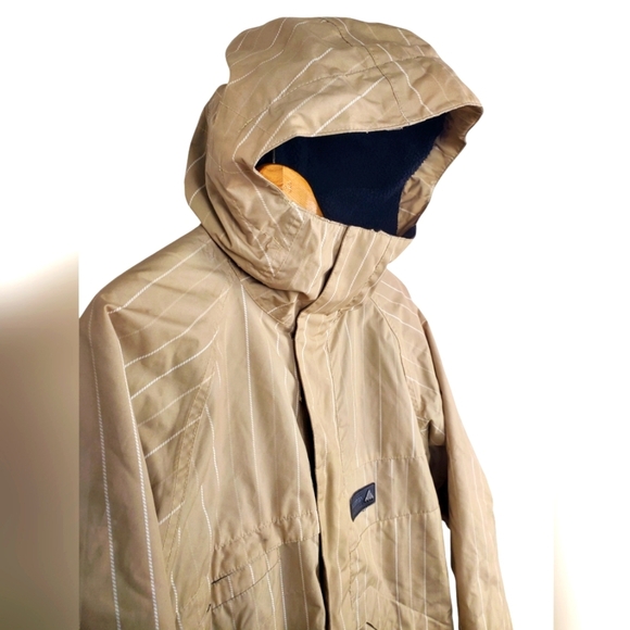 Men's Burton Dryride Snowboard Jacket. Tan w/ white pinstripes. SMALL - Picture 2 of 15